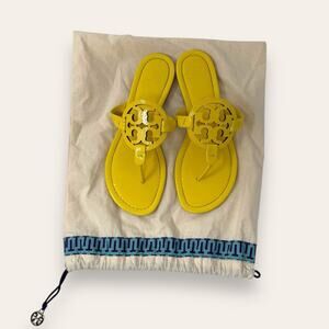 Tory Burch Limone Yellow Patent Leather Miller Thong Sandals 9 Women’s
